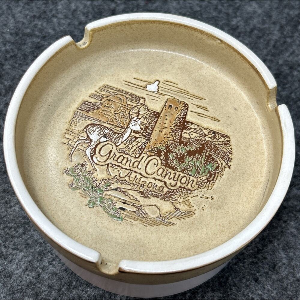 Vtg Grand Canyon Ashtray Karol Western Fred Harvey Tag Japan Souvenir Scenic